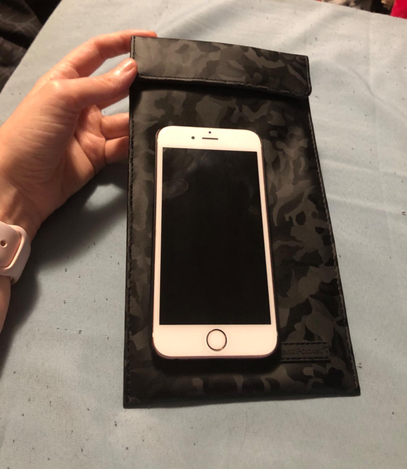 SLNT Faraday Bag Smartphone Sleeve Weatherproof Nylon, Signal Blocking Device Shielding for iPhone, Galaxy, Most Phones - Privacy & Anti-Hacking (Black, Medium Plus) customer photo 2