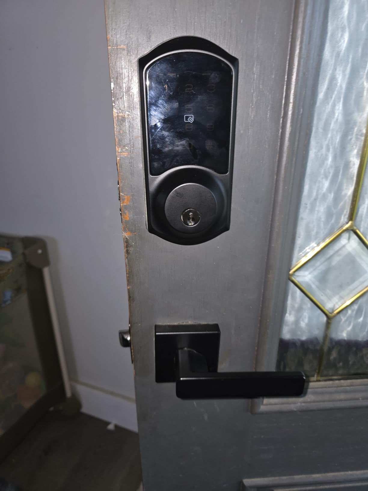 Veise VE06-L Smart Locks with 2 Lever Handle Set, App Control, Keyless Entry Deadbolt for Front Door, Electronic Digital Touchscreen Keypad, Auto Lock, Waterproof, Easy Installation, Satin Nickel customer photo 1