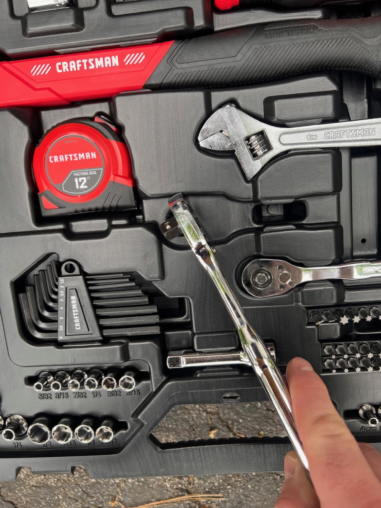 102-Piece Tool Kit for Home and Car, Durable Hand Tools Set with SAE and Metric Socket Set, Screwdrivers, Wrench, Hammer, Pliers, Knife, Hex Keys, Specialty Bits, Tape Measure (CMMT99449) customer photo 1