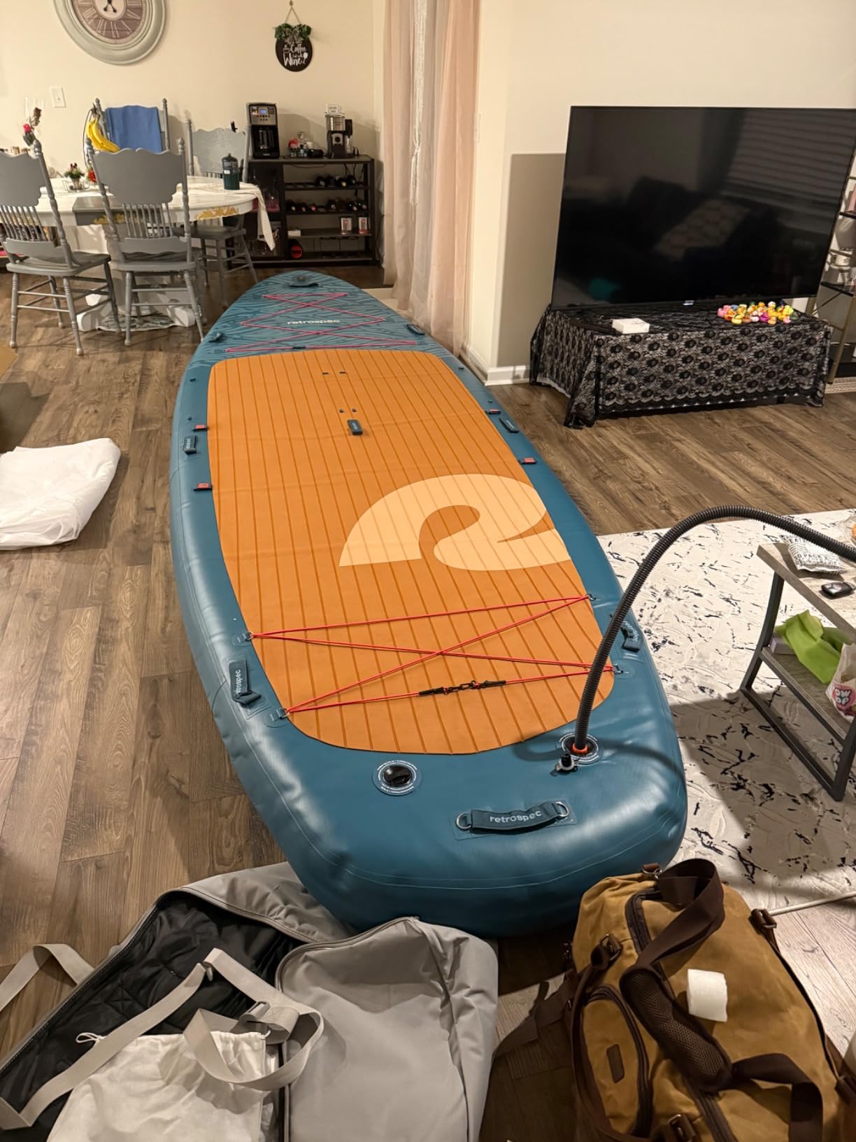 Retrospec Weekender Crew Inflatable Paddle Board - 12ft XL Multi-Person iSUP with 400 & 1050lb Capacity & No-Slip Deck - Includes 2 Paddles & Accessories customer photo 1