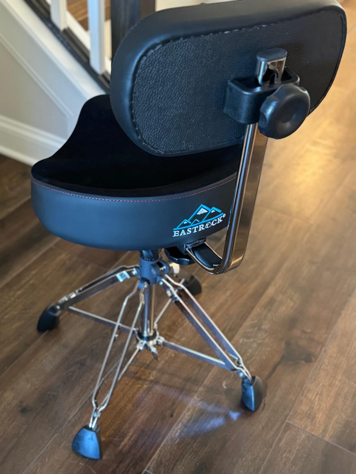 EASTROCK Drum Throne with Backrest 4 Leg, Heavy Duty Drum Stools Height Adjustable Motorcycle Style Swivel Drum Seat Drum Chair for Adult Drummer (Black) customer photo 1