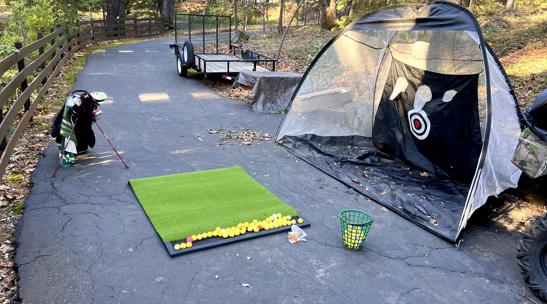 Integrated Golf Hitting Mat with Ball Tray, Thickening Golf Mats Practice Outdoor & Indoor Artificial Turf Matt with 3 Tees customer photo 2