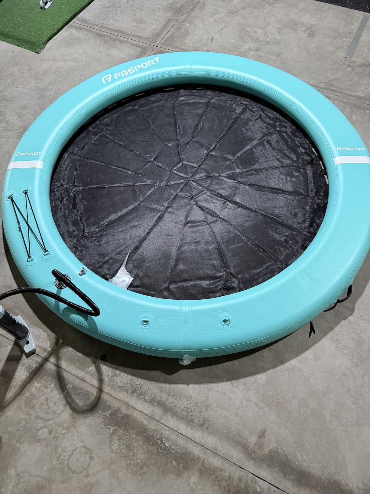 FBSPORT Inflatable Water Hammock Round Floating Ring, 10/8/6ft Inflatable Dock Floating Platform for Lake w/Cupholder, Sun Float Chill Raft Float Ring Tanning Pool Lounger Island Platform Pad customer photo 1