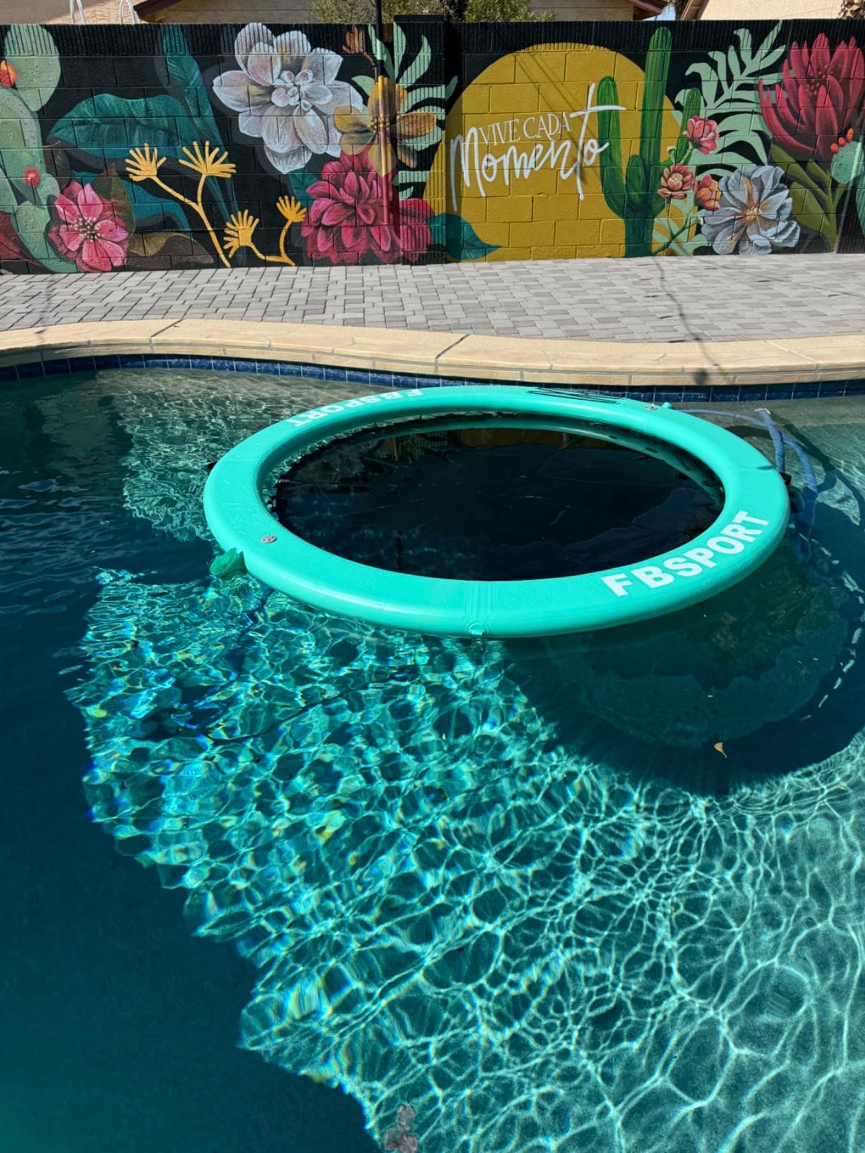 FBSPORT Inflatable Water Hammock Round Floating Ring, 10/8/6ft Inflatable Dock Floating Platform for Lake w/Cupholder, Sun Float Chill Raft Float Ring Tanning Pool Lounger Island Platform Pad customer photo 2