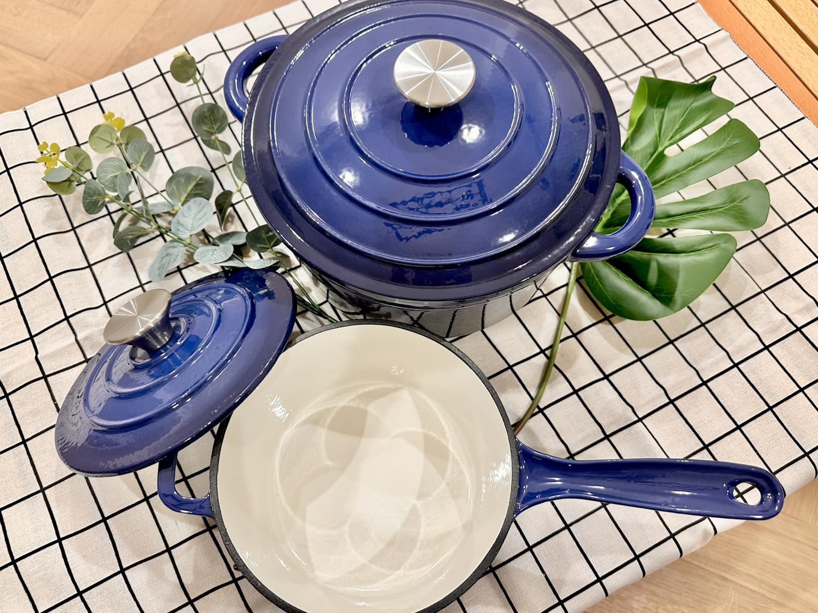 Kitchen Academy Enameled Cast Iron Cookware Sets - 7Pcs Pots and Pans Set Non Toxic, Induction Dutch Oven Set customer photo 1