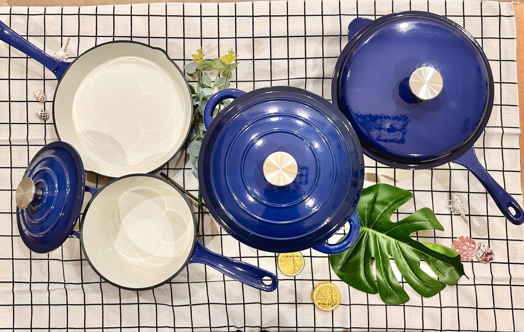 Kitchen Academy Enameled Cast Iron Cookware Sets - 7Pcs Pots and Pans Set Non Toxic, Induction Dutch Oven Set customer photo 2