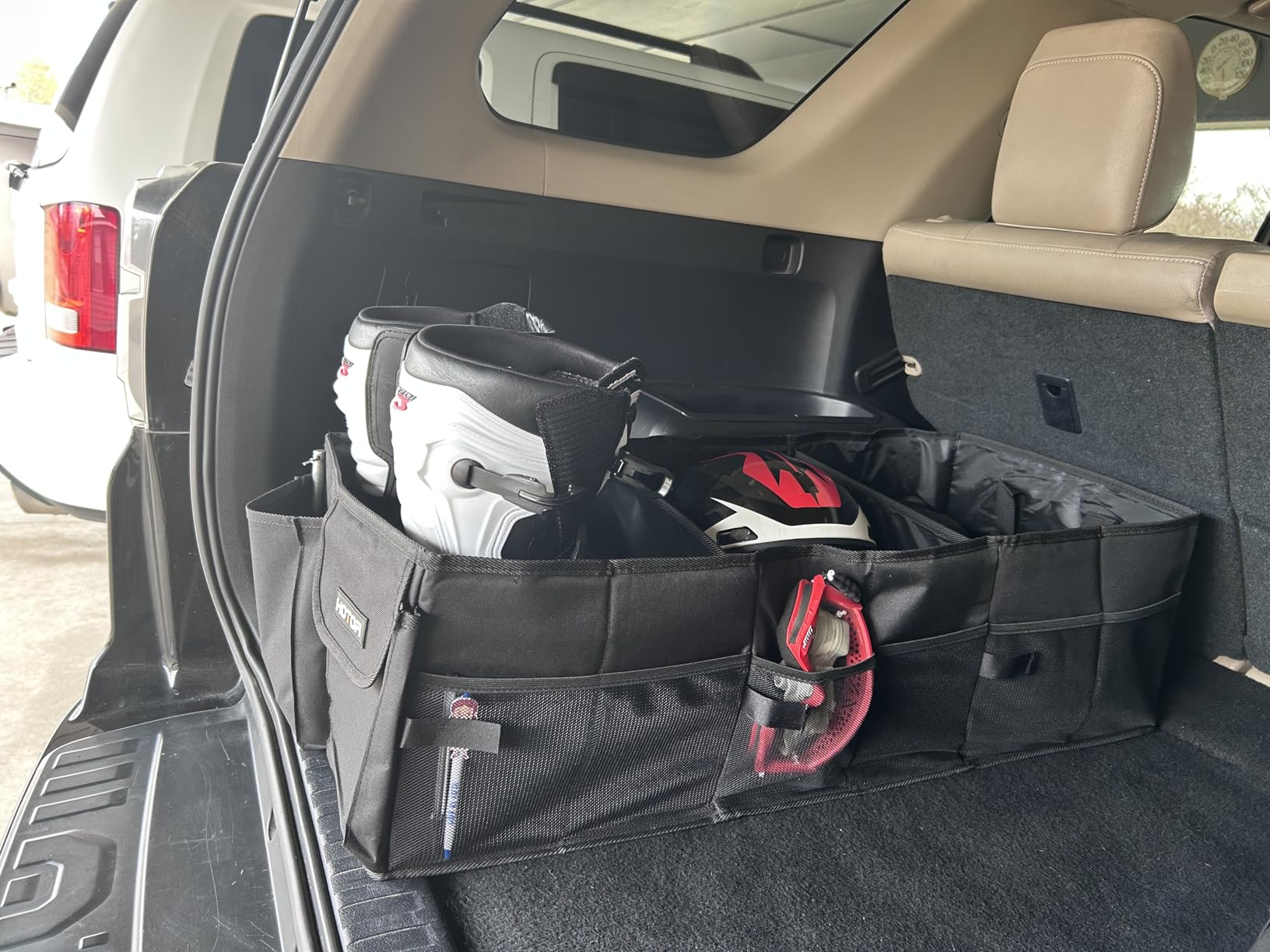 HOTOR Trunk Organizer, Sturdy Foldable with Cooler for Car & SUV, 3 Compartments, Black, 30.90x12.60x10.63 inches customer photo 2