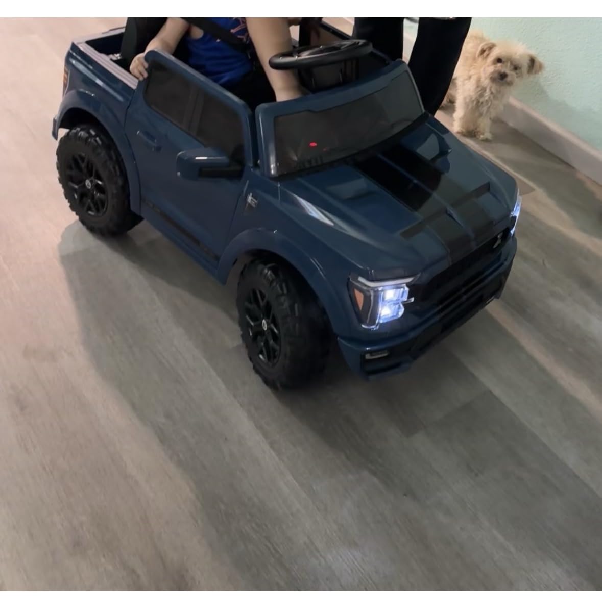 Hikiddo Licensed Ford Shelby F-150 Kids Ride on Car Truck, 12V Toddler Electric Car for Kids Ages 3-6 w/Remote Control - Blue customer photo 2
