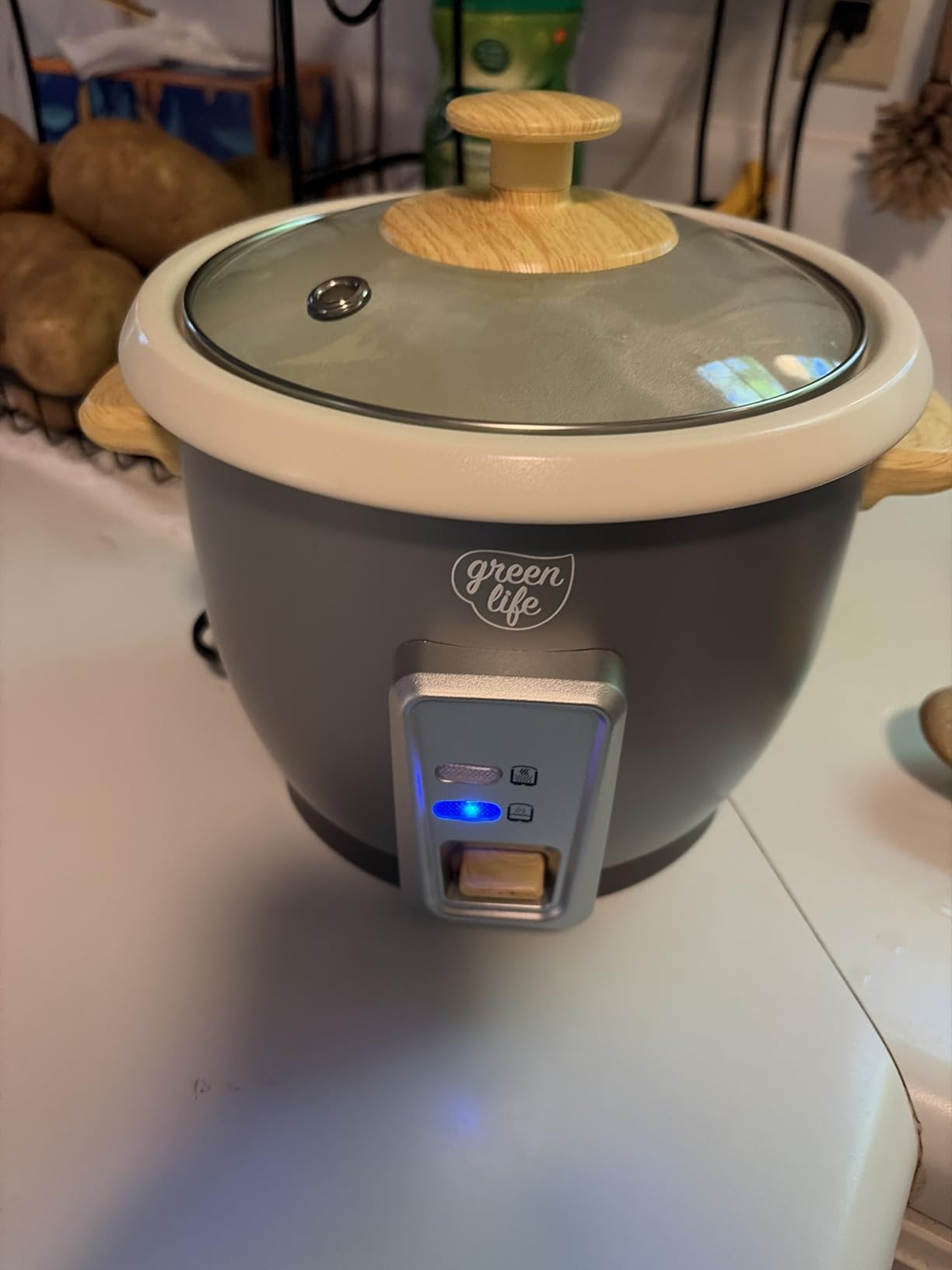 GreenLife Rice Cooker with Removable PFAS-Free Ceramic Nonstick Pot, 3-Cups Uncooked/6-Cups Cooked, Grains & Oatmeal Multicooker, Compact One-Switch Design, Auto Keep Warm, Easy Clean, Cream customer photo 2