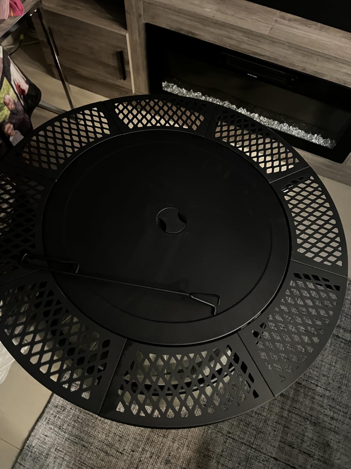 Panovue 36 Inch Fire Pit with Grill, Wood Burning Fire Pits for Outside with Lid & Fire Poker, Round Metal Firepit Table 3 in 1 customer photo 2