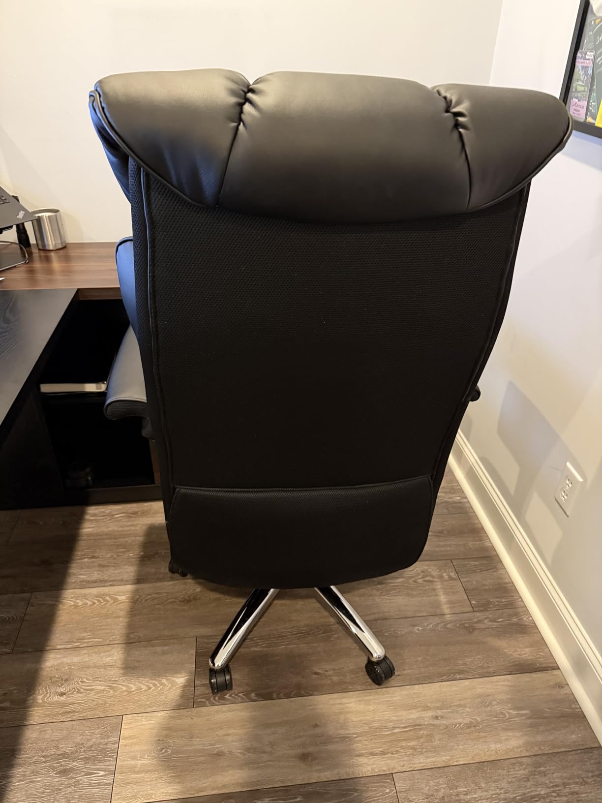 Efomao Big and Tall Office Chair 400lbs - Heavy Duty Executive Desk Chair with Foot Rest & 23