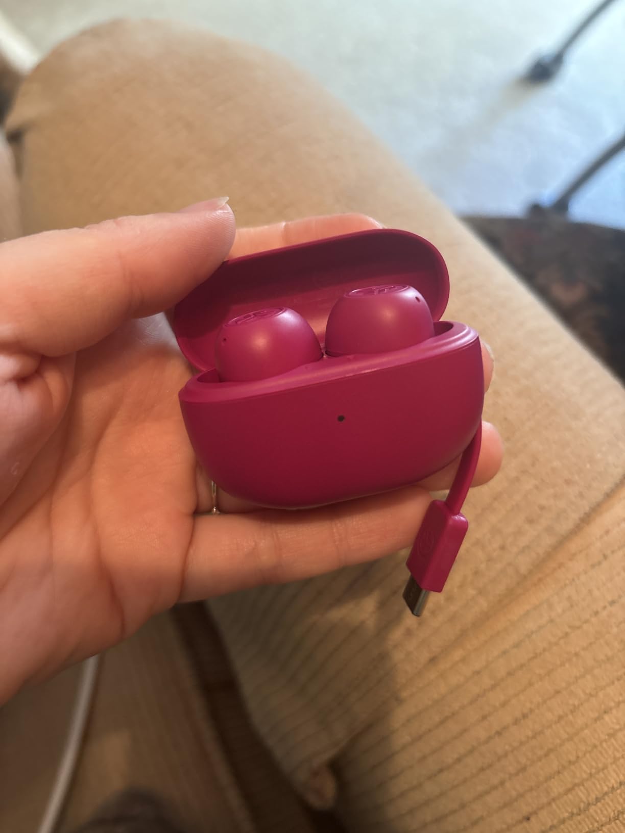 JLab Go Pop ANC True Wireless Earbuds & Charging Case, Fuchsia, Active Noise Cancelling, 10mm Drivers, Dual Connect, Customize Your Sound with App, Be Aware Mode, Compact Fit, MEMS Microphone customer photo 2