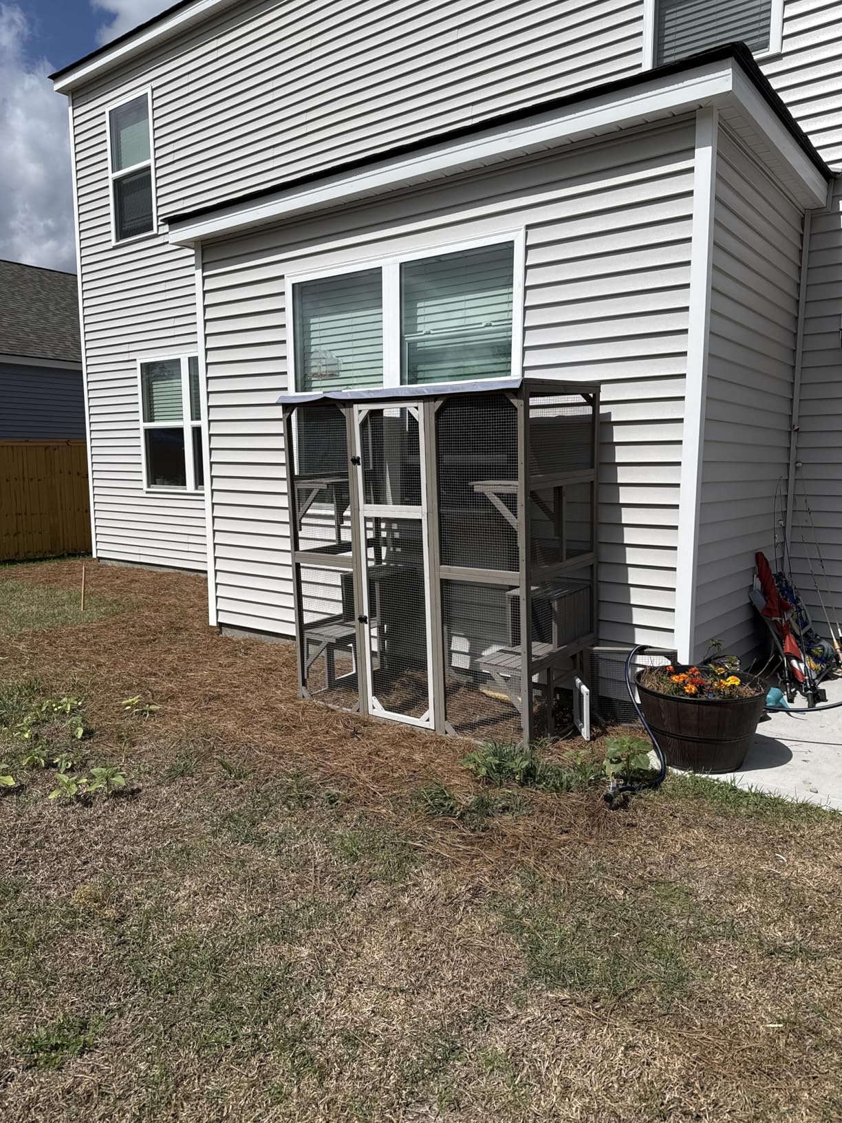 Ketive Catio Outdoor Cat Enclosure Large Window Cat House Walk in Kitty Cage with Multi-Level Platforms, Waterproof Roof for Multiple Cats (59