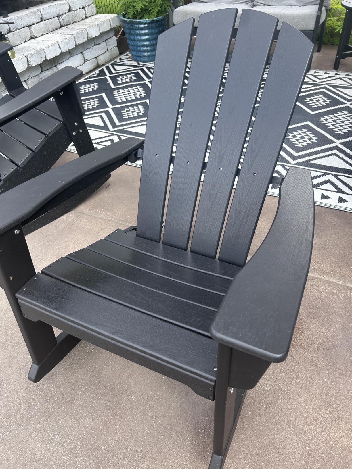 SERWALL Outdoor Adirondack Rocking Chairs Set of 2, All-Weather HDPE Adirondack Rocker Chair, Front Porch Rocker Chairs for Patio Lawn Porch Deck, Navy customer photo 1