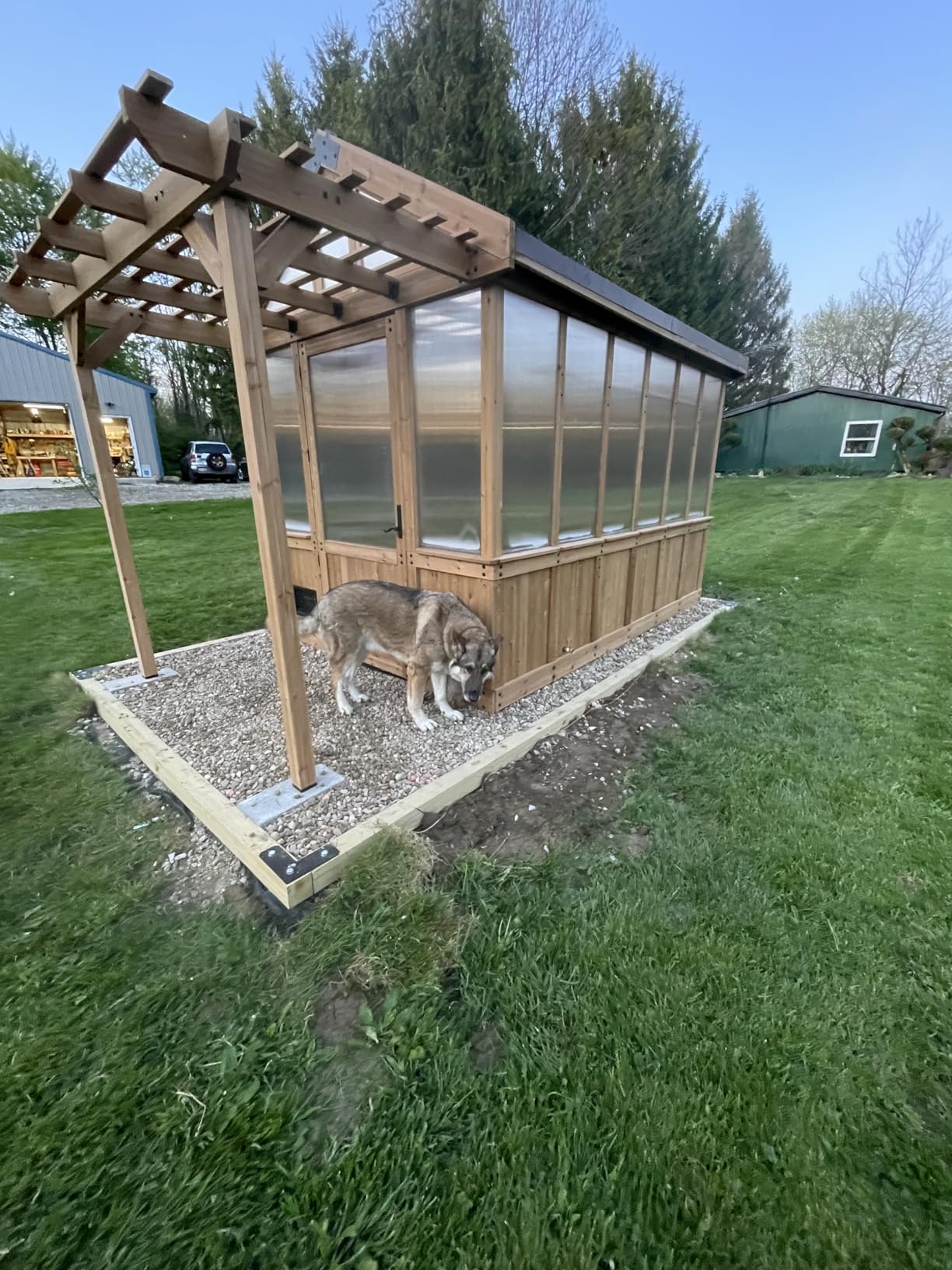 Backyard Discovery Bellerose XL 13' x 11' Cedar Wood and Polycarbonate Walk-in Greenhouse Kit with Pergola, Exhaust Fan, Windows, Hose Hook-Ups, PowerPort, Staging Shelves for Outdoor Gardening customer photo 2