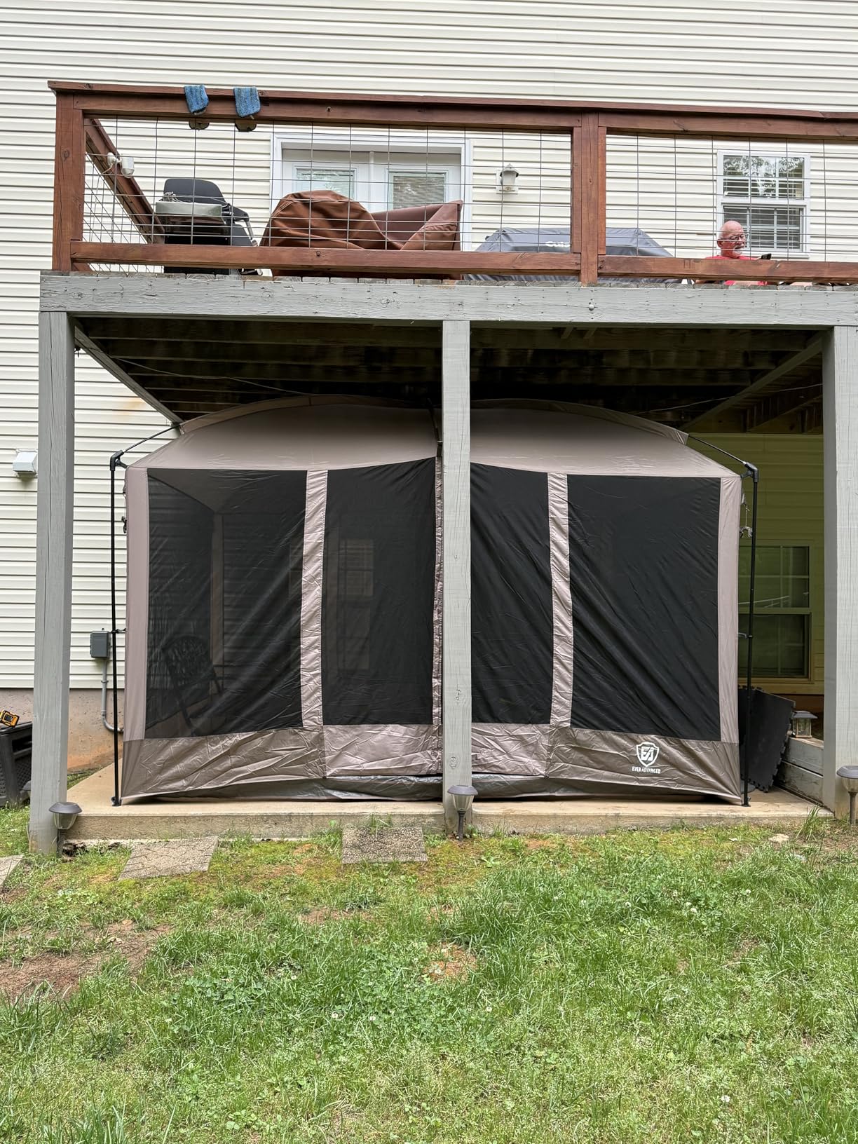 EVER ADVANCED Magnetic Screen House Room 11x9ft, Hands-Free Entry, Screenhouse with Sun Protection for Camping & Picnic, Brown customer photo 2