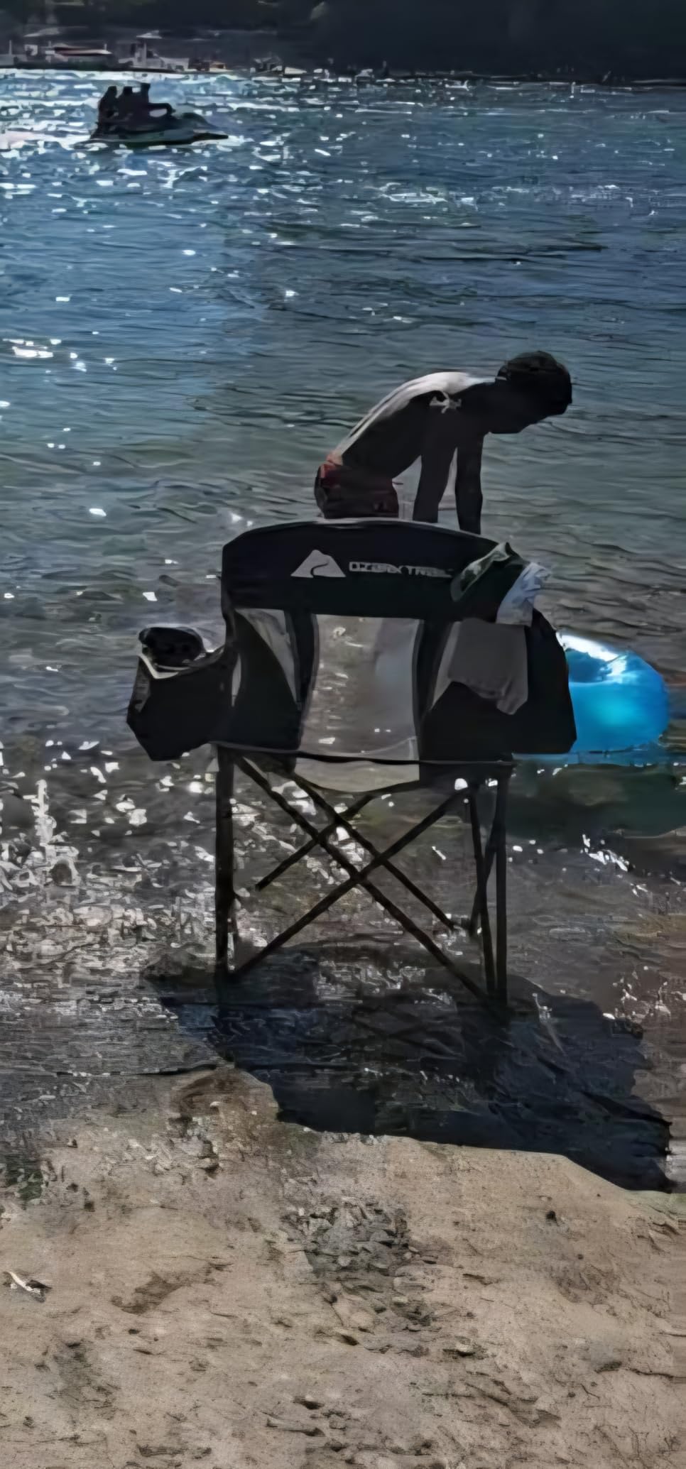 Romswi Oversized Camping Chairs,Heavy Duty Support 500 LBS,Padded Back & Arm Sport Chairs, Cup Holder Cooler Bag, Collapsible Folding Chairs for Outdoor, Fishing & Garden, Blue,2-Pack customer photo 2