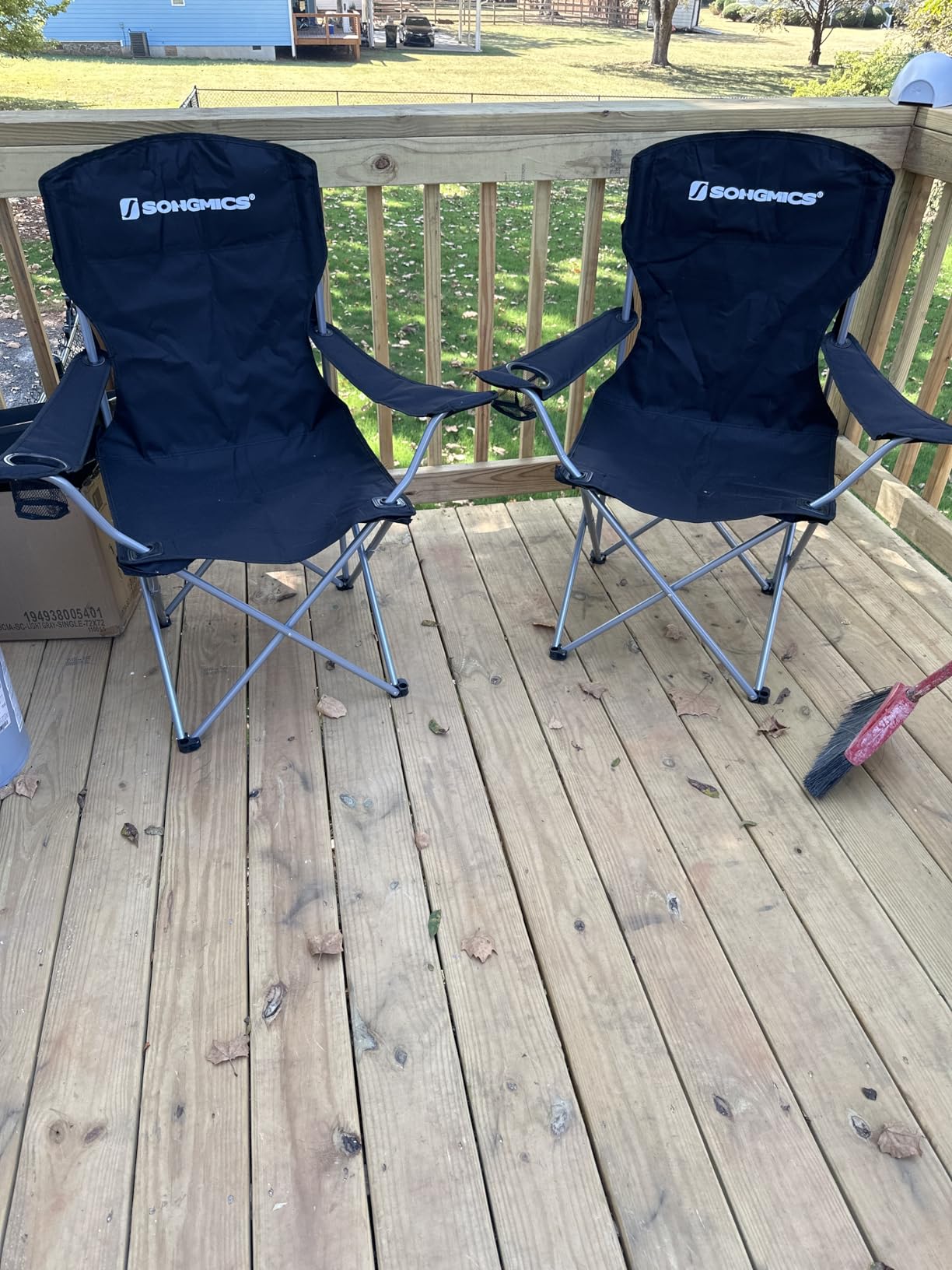 SONGMICS Oversized Lumbar Support Camping Chair, Heavy-Duty Outdoor Folding Chair Comfortable, Padded, Glamping, Cooler Bag, Weight Capacity 450 lb, Ink Black UGCB066B01 customer photo 1
