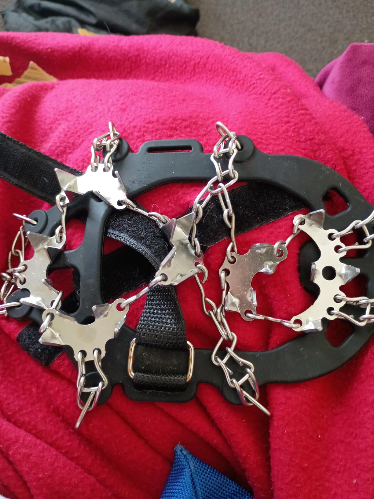 Tomaje 24 Spikes Crampons for Shoes, Anti Slip Ice Cleats for Shoes and Boots, Traction Ice Snow Grip with Stainless Steel Spikes and Silicone Men Women for Hiking, Walking, Climbing, Jogging, Fishing customer photo 2