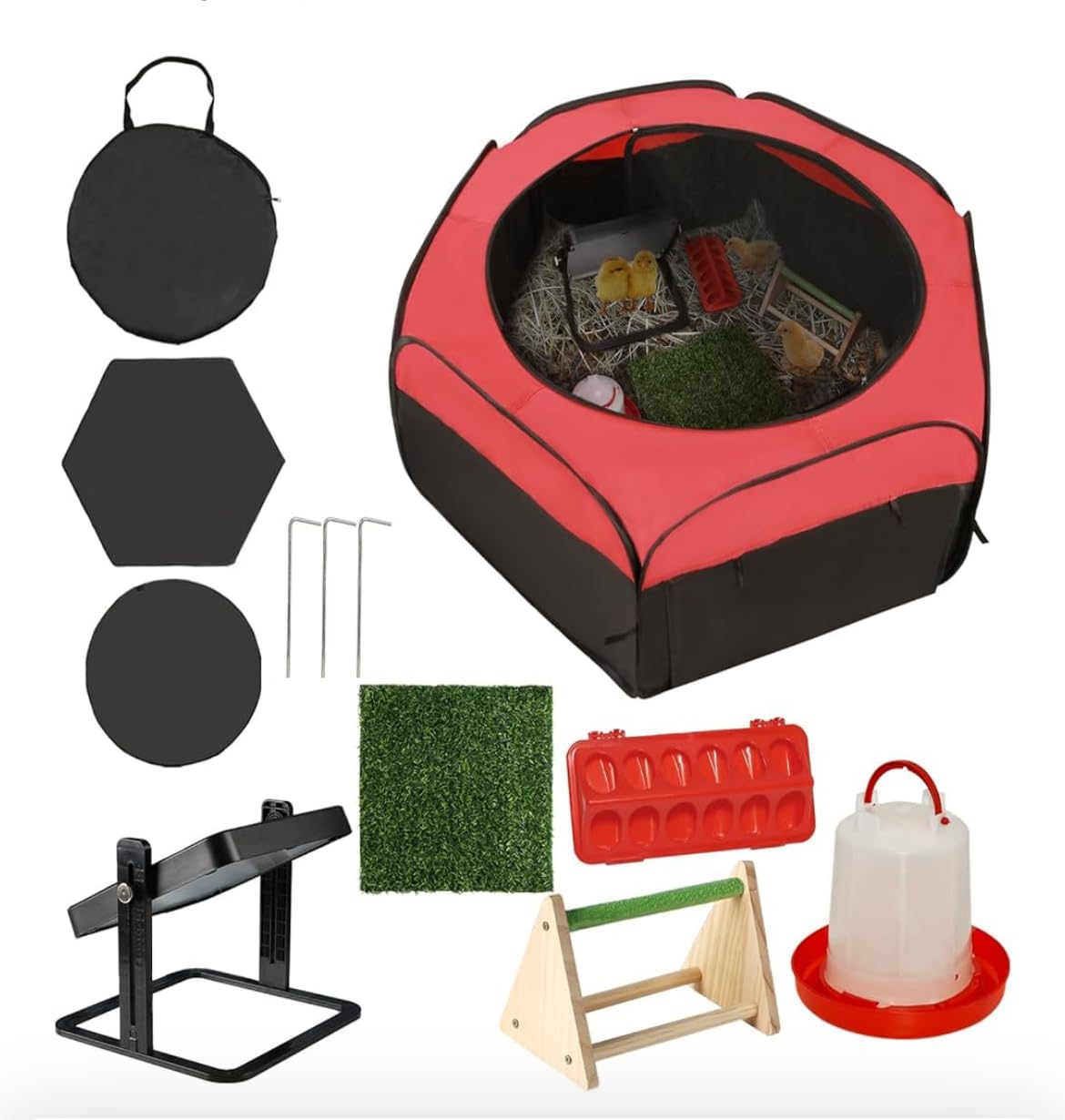 Brooder Box for Chick Starter Kit - 2026 Upgrade Dual Door Chicken Brooder Pen/Playpen/Tent with 10*10 in Brooder Heating Plate, Nesting Pad, Chicks Feeder & Waterer, Chick Perch Up to 15 Chicks customer photo 2