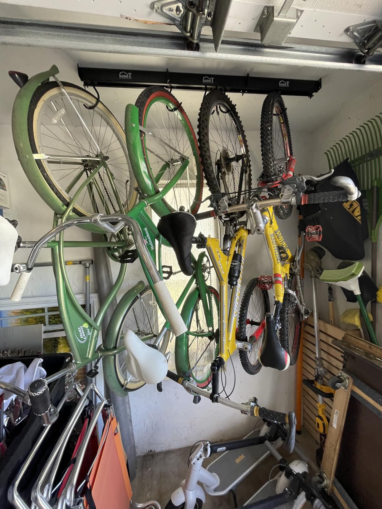 USA Based Ceiling Bike Hanger Slide Mount Up To 6 Bikes, Sliding Garage Bicycle Storage, 51