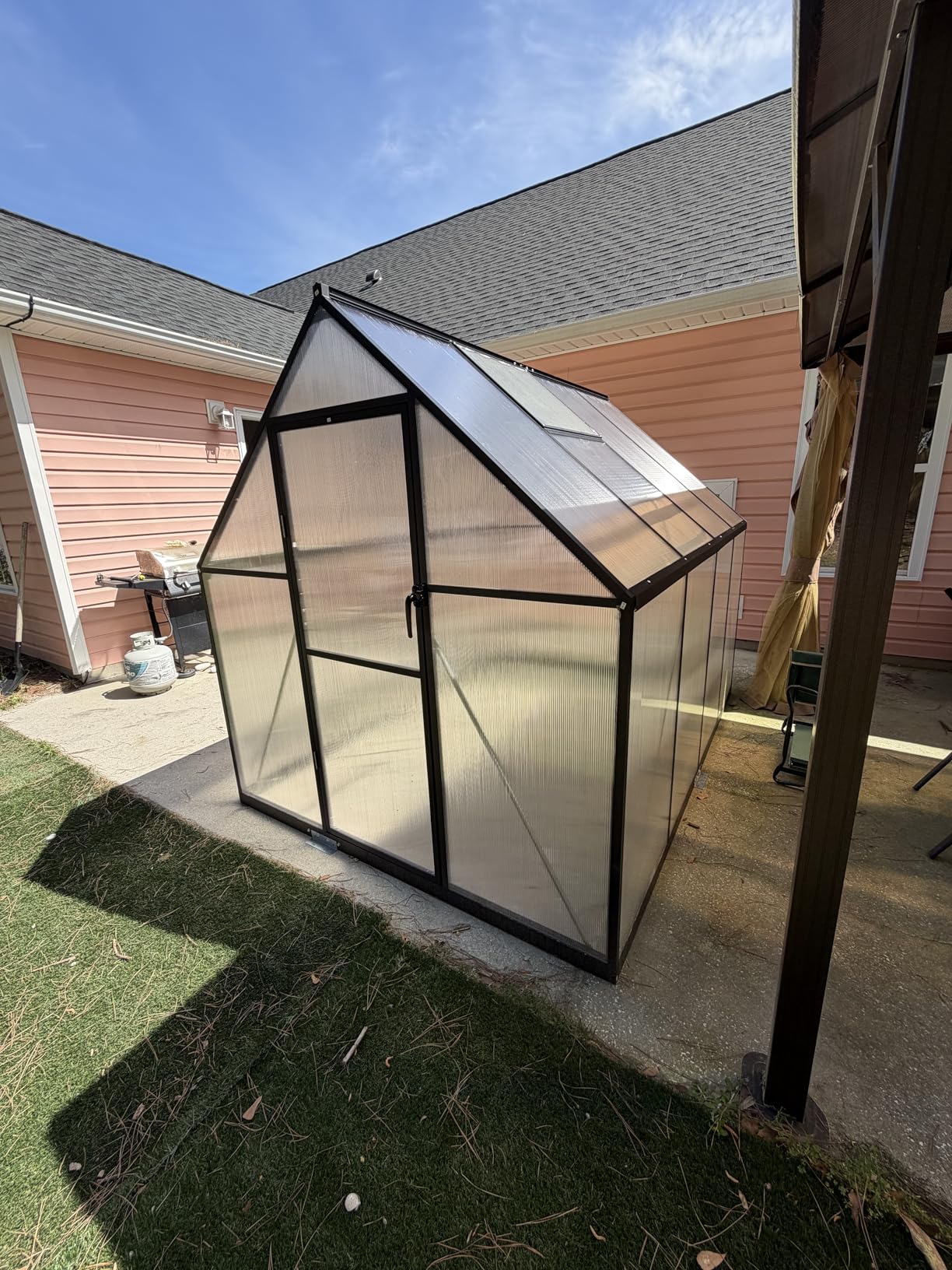 HOOYEAH 6 x 4 FT Polycarbonate Greenhouse, Winter Greenhouses for Outdoors, Outdoor Greenhouse with Roof Air Vent, Heavy Duty Walk-in Aluminum Green House for Outside Garden Backyard customer photo 2