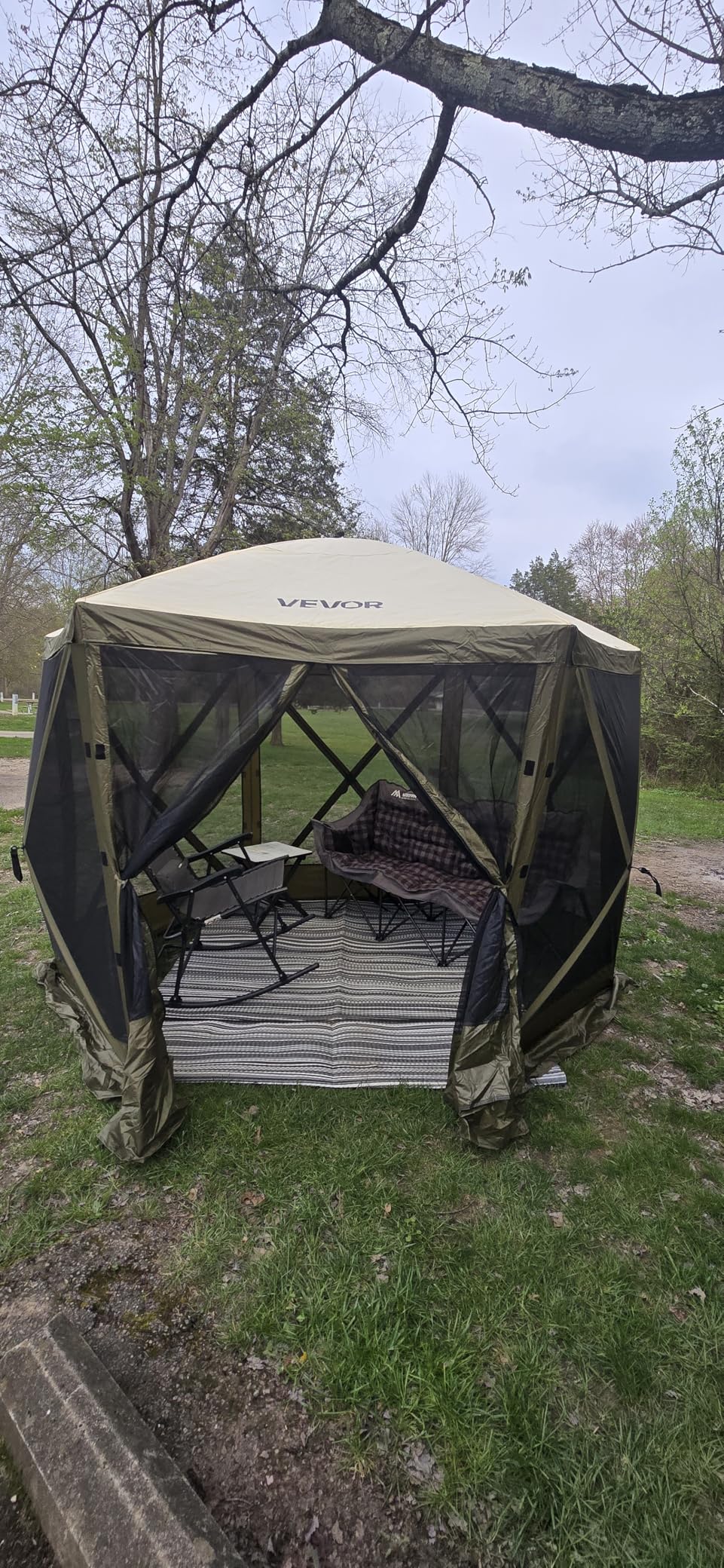 VEVOR Pop Up Gazebo Screen Tent 6 Sided Canopy Sun Shelter with 6 Removable Privacy Wind Cloths & Mesh Windows, 11.5x11.5FT Quick Set Screen Tent customer photo 2
