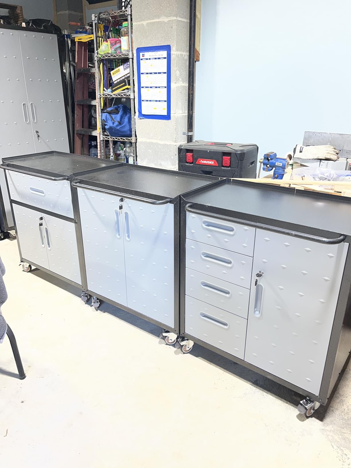 Garage Storage Cabinets System 10 PCS Workshop Set with Drawers Locking Heavy Duty Rolling Cart with Adjustable Shelves Garage Tool Workbench Cabinets (10 PCS) customer photo 1
