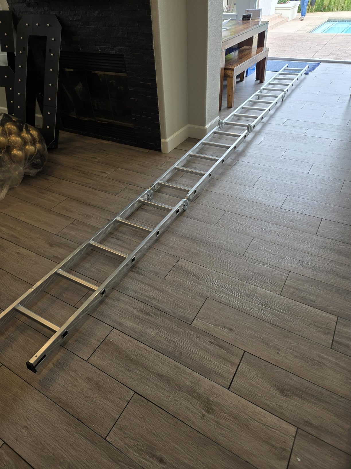 VEVOR Multi-Purpose Folding Ladder, 7-in-1 Tall Extension Step Ladder, A Frame 4 Step with Scaffolding Plank Telescoping Ladder, 15.5ft Reach Height Heavy Duty, 330 lbs Capacity for Home Outdoor customer photo 1
