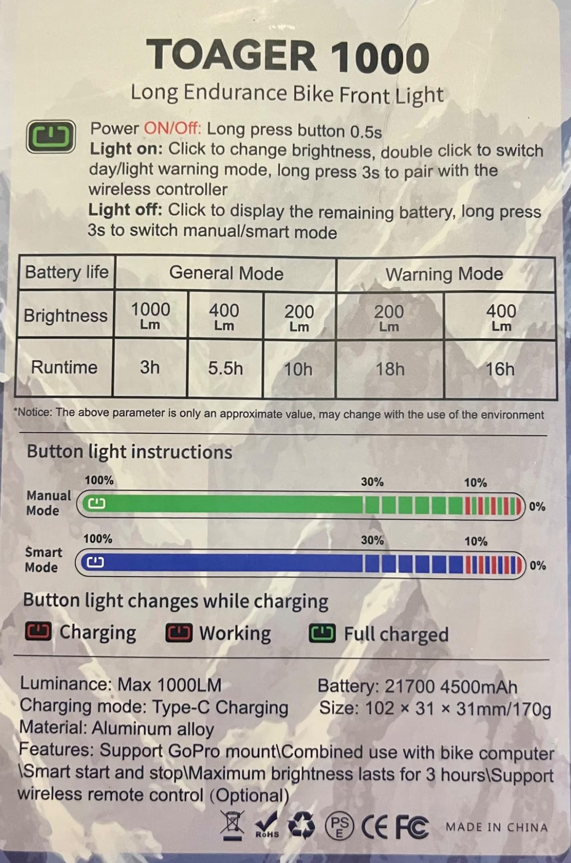 1000 Lumen Bike Light T1000, 4500mAh USB Type-C Rechargeable Bike Headlight, IPX6 Waterproof Bicycle Front Light for Road, Urban, Mountain Night Riding customer photo 2