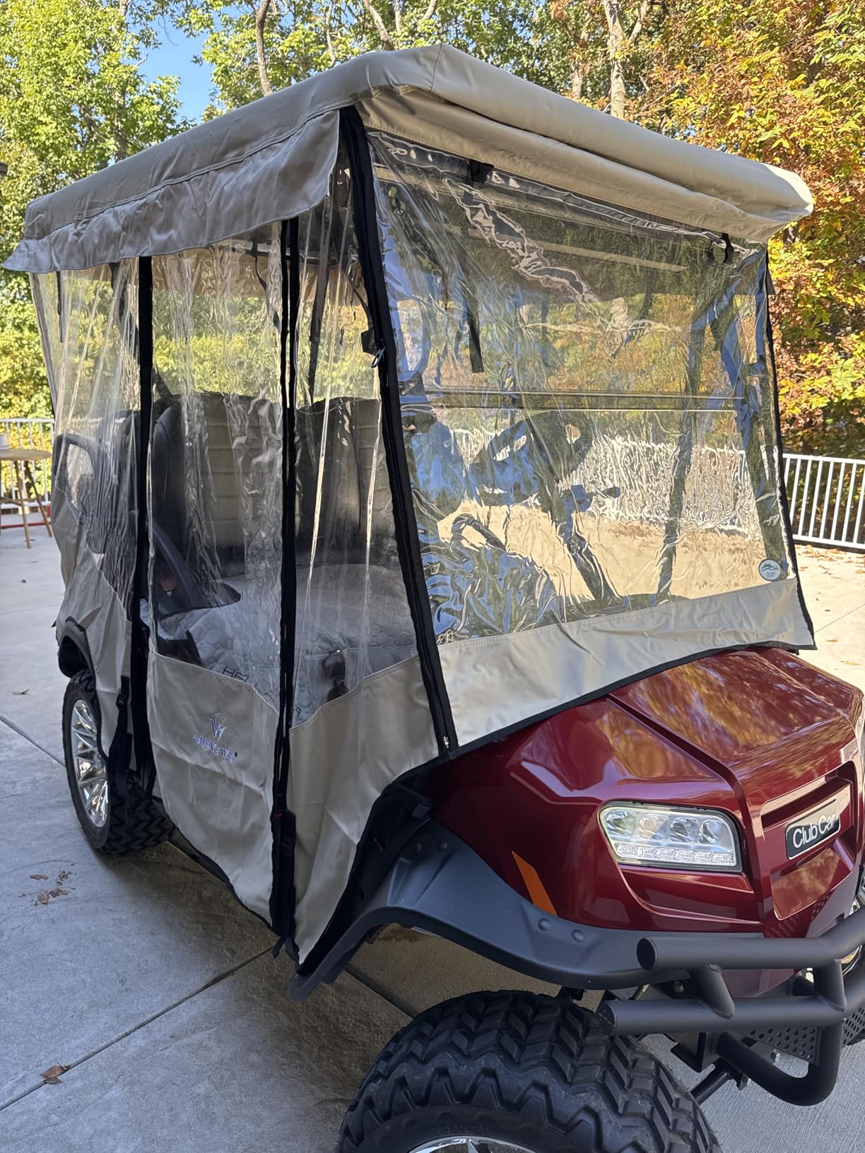 Golf Cart Enclosure 4 Passenger Extended Roof 88 inch for Club Car Tempo Precedent Onward, 600D Clear Rain Cover Driving Enclosures, Full Roll Up 4 Sided Transparent Windows & Door Side Mirrors Openings customer photo 1