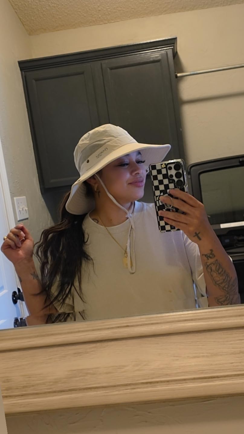 FURTALK Womens Sun Hat with Ponytail Hole Beach Hiking Summer Wide Brim UPF 80+ Outdoor Protection Foldable Bucket Hat customer photo 2