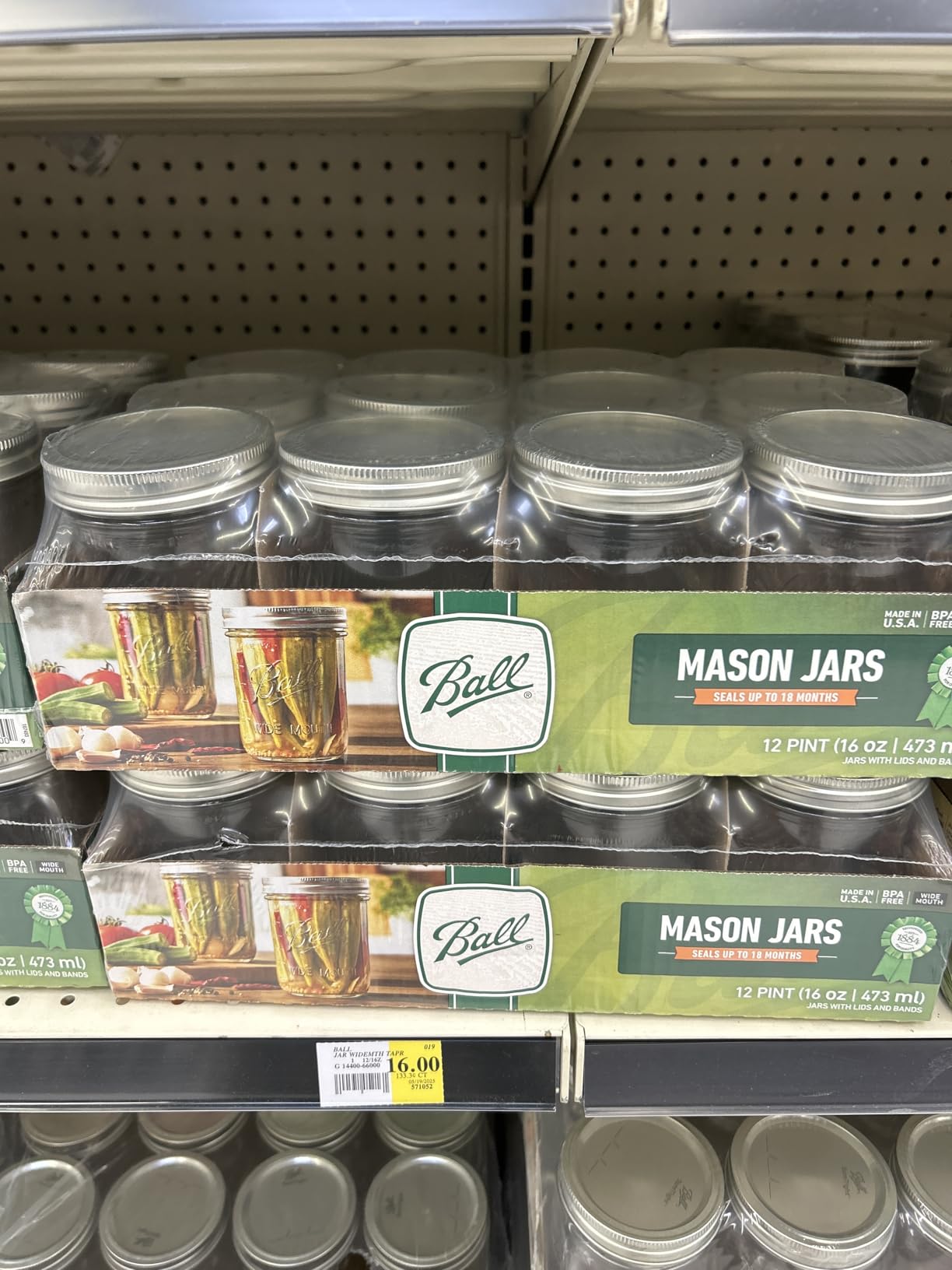 Ball - 16oz Wide Mouth Jars with Lids & Bands 12 Pack Jars, Large Glass Mason Jar for Food Storage with airtight Lid, 0.125 Gallon Glass Jar with Lid and Bands, Set of 12 customer photo 1
