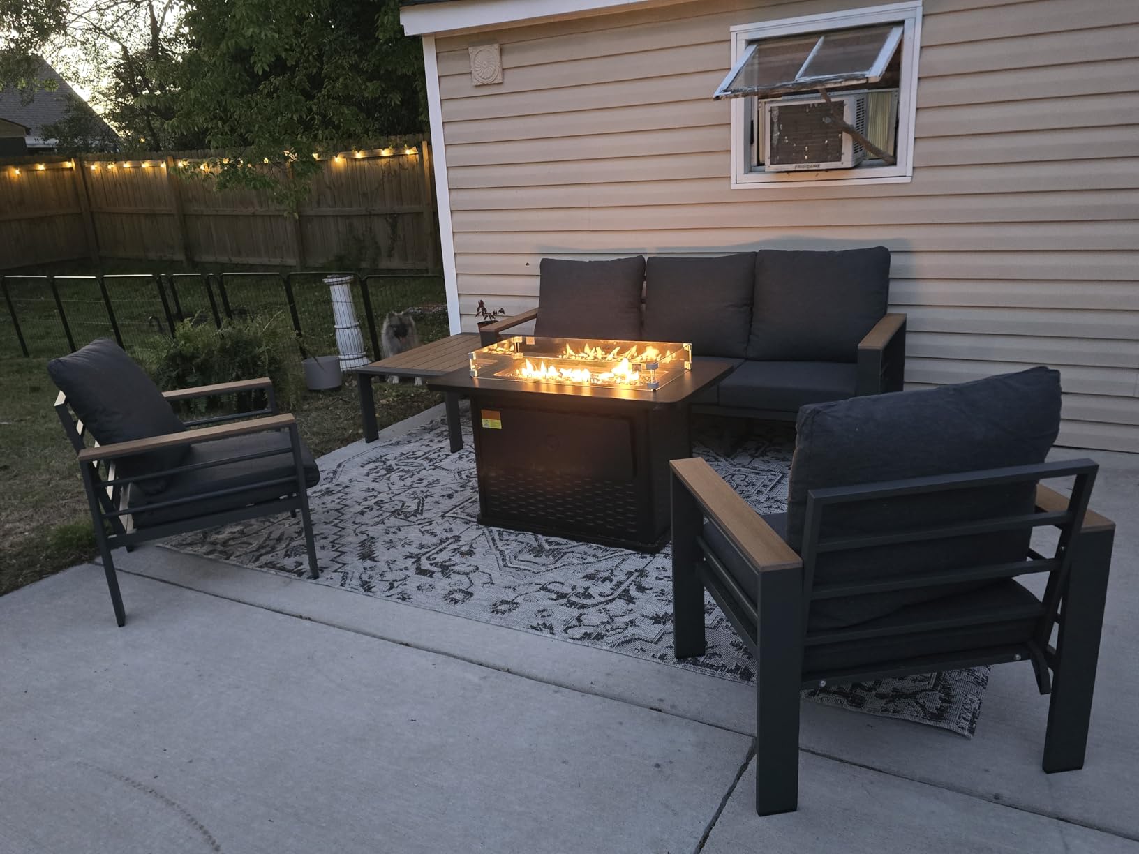 Ciays 43-Inch Rectangular Propane Fire Pit with 60,000 BTU Output, Fire Pit Table Premium Gas for Outside Patio with 304 Stainless Steel H-Burner, Glass Stones, and Wind Guard customer photo 1