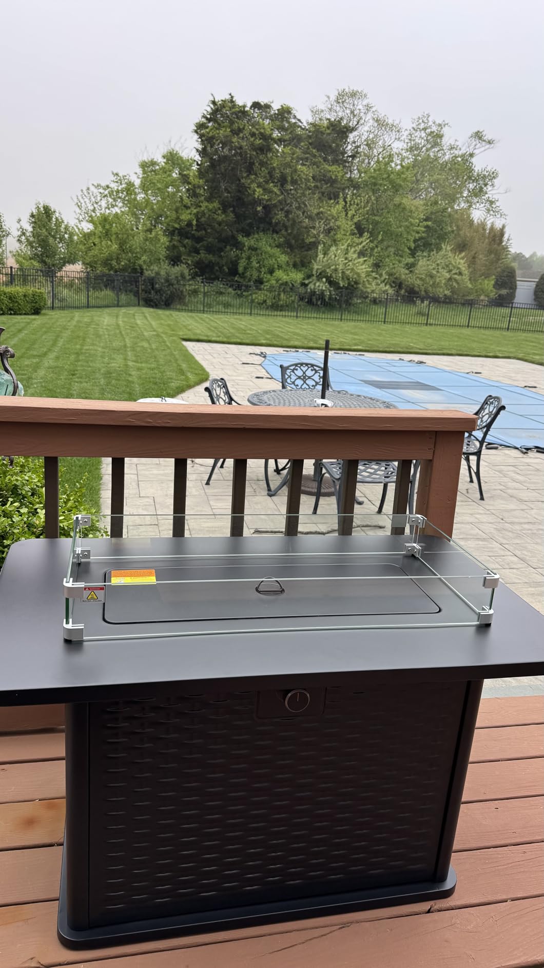 Ciays 43-Inch Rectangular Propane Fire Pit with 60,000 BTU Output, Fire Pit Table Premium Gas for Outside Patio with 304 Stainless Steel H-Burner, Glass Stones, and Wind Guard customer photo 2