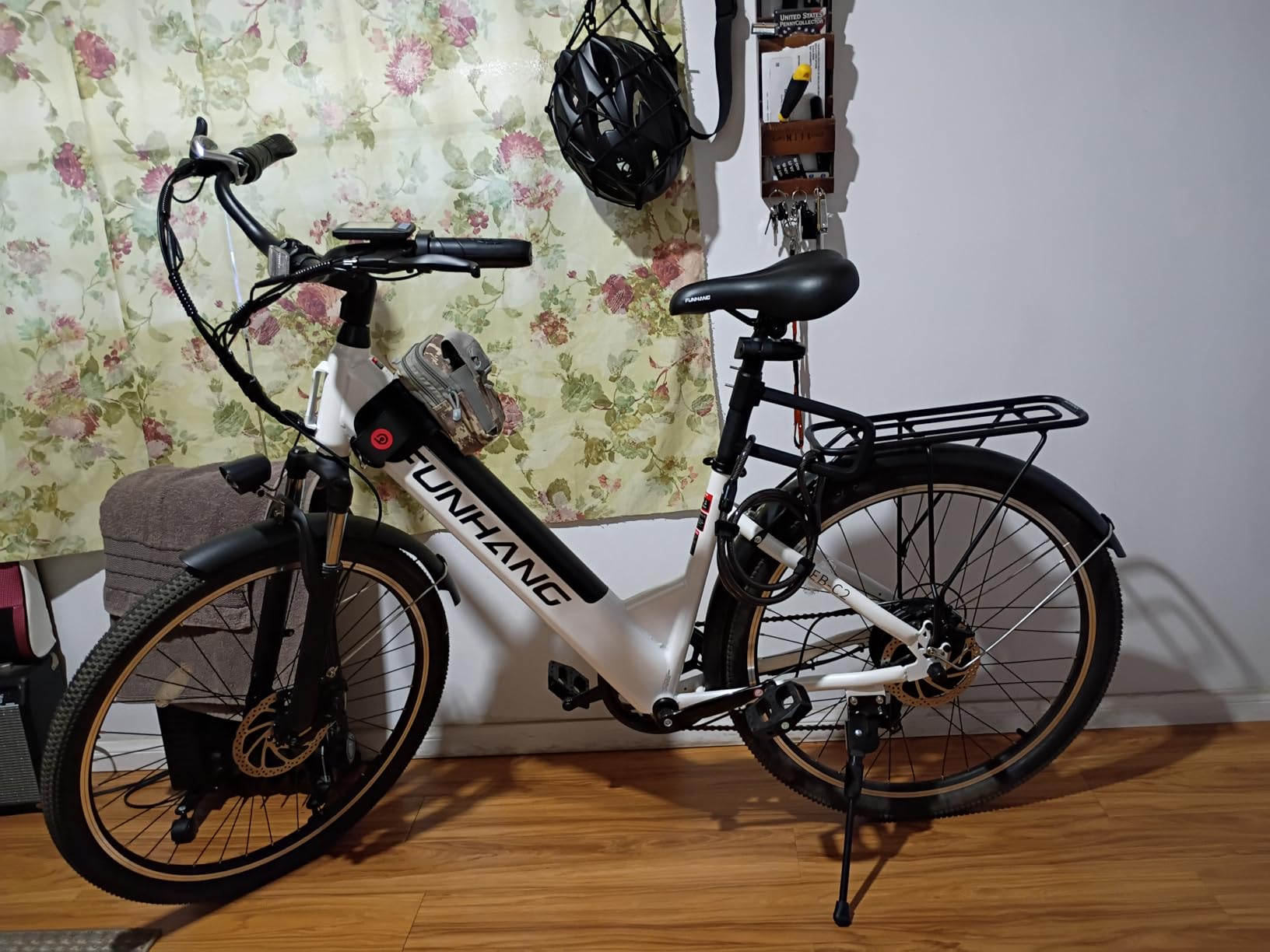 Funhang Electric Bike for Adults, 1000W Peak Ebike, 50Miles 20MPH Step Thru 26