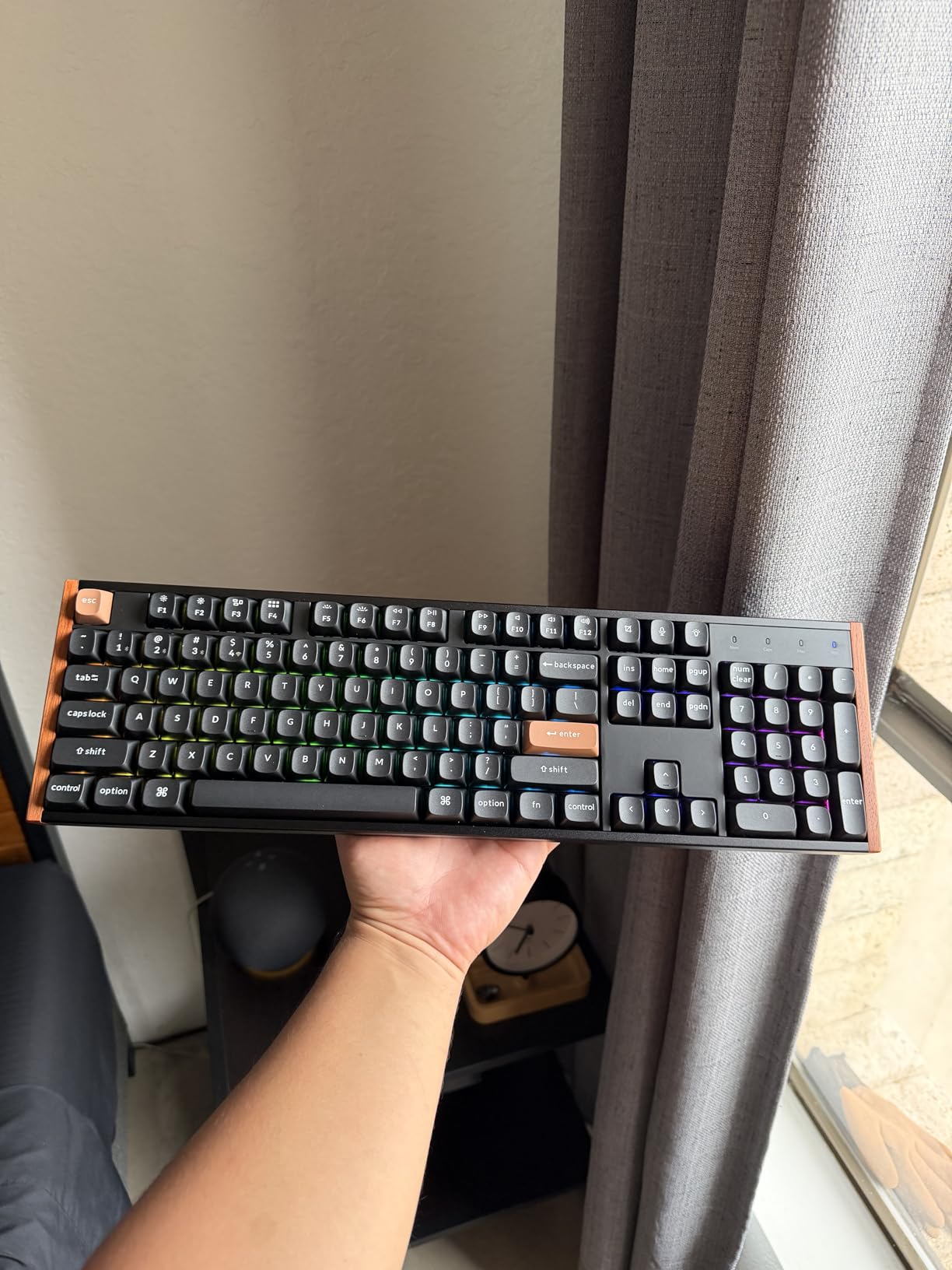Keychron K10 HE Hall Effect Keyboard, Gateron Double-Rail Magnetic Nebula Switch, Full-Size Tri-Mode Wireless Keyboard with Rapid Trigger, Adjustable Actuation, RGB, Aluminum + Wooden Frame customer photo 1