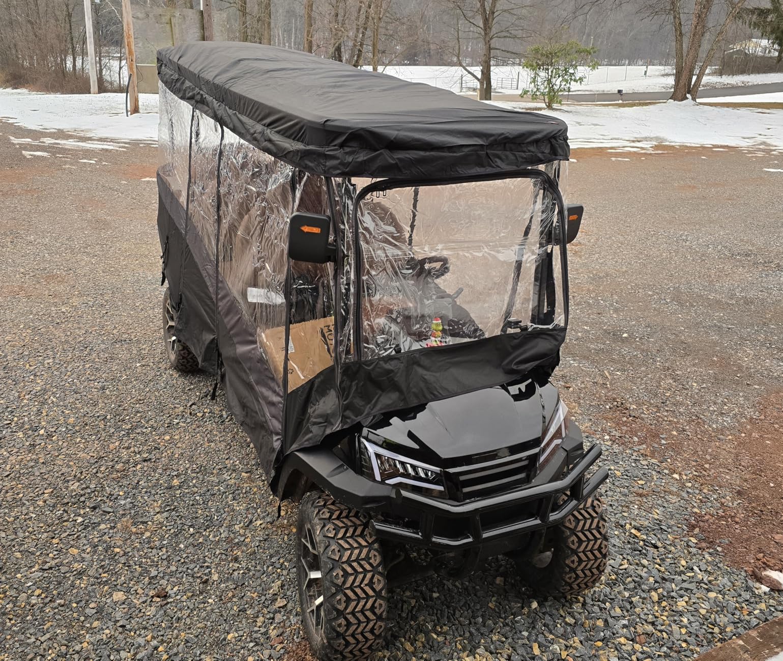 KEMIMOTO Golf Cart Enclosure, 6 Passenger Golf Cart Rain Cover, 600D Waterproof Driving Enclosure with Clear PVC Windshield for Extended Roof Golf Cart customer photo 1