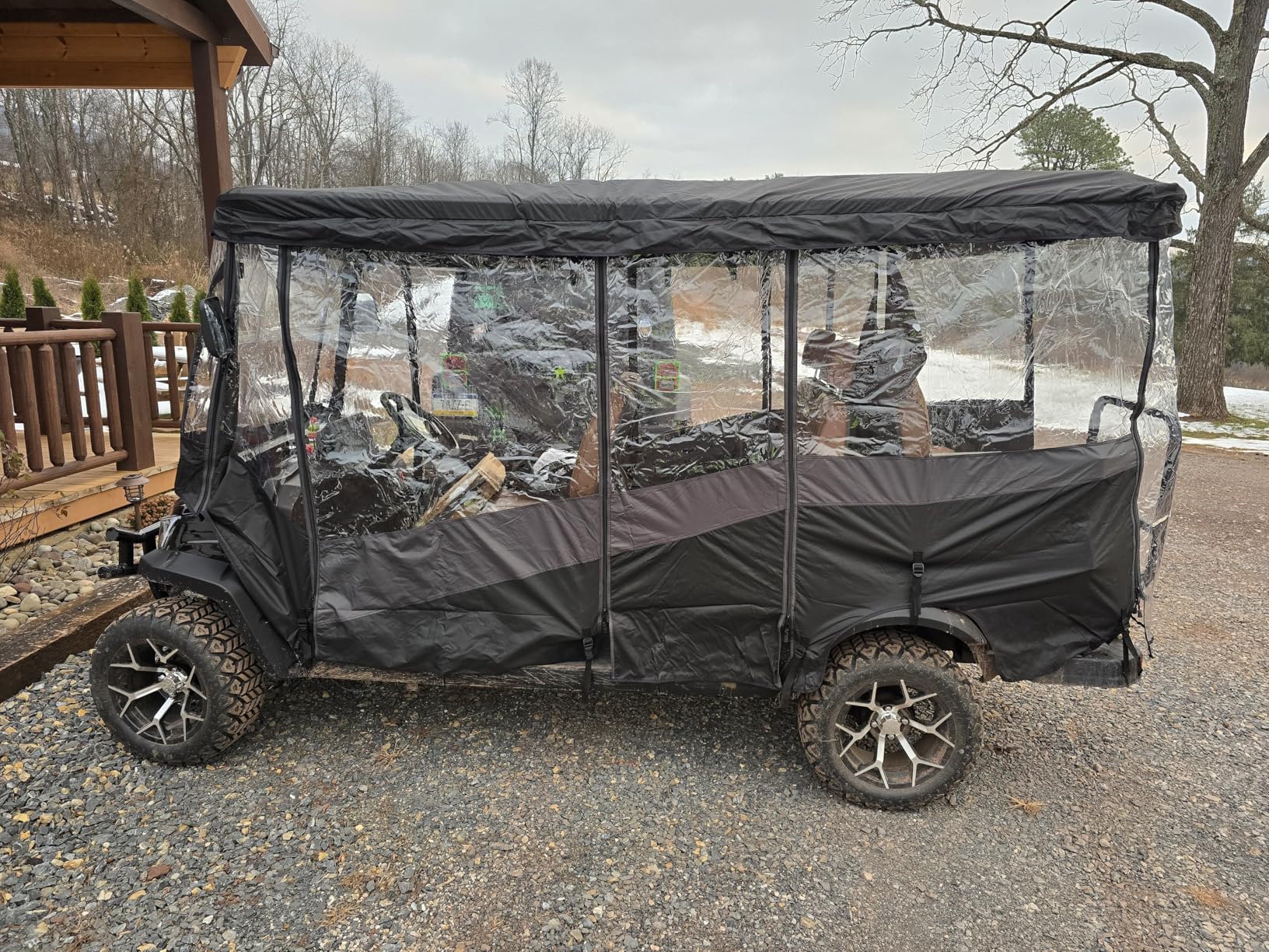 KEMIMOTO Golf Cart Enclosure, 6 Passenger Golf Cart Rain Cover, 600D Waterproof Driving Enclosure with Clear PVC Windshield for Extended Roof Golf Cart customer photo 2