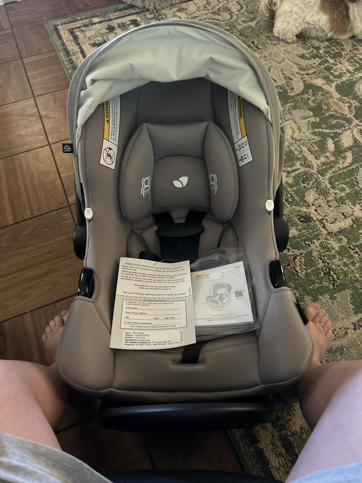 Joie Rue Lightweight Infant Car Seat & Anti-Rebound Base - Side-Impact Protection, 5-Point Harness, and UPF 50+ Canopy for Newborns and Infants (Dove) customer photo 2