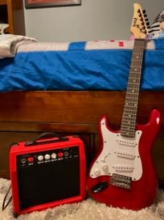 LyxPro 36 Inch Electric Guitar and Kit for Kids with 3/4 Size Beginner's Guitar, Amp, Six Strings, Two Picks, Shoulder Strap, Digital Clip On Tuner, Cable and Soft Case Gig Bag - Blue customer photo 2