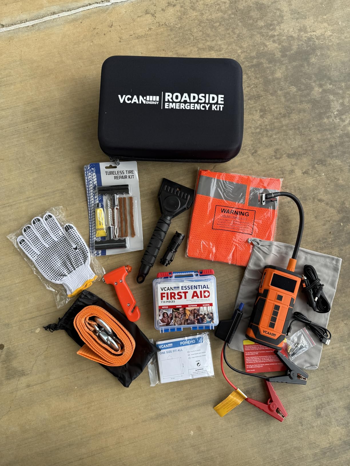 Jump Starter with Air Compressor, VCANENERGY Roadside Emergency Car Kit with 12V Portable Battery Jump Starter & Tire Inflator for Cars, Trucks, SUVs-Car Emergency Kit for Women, Men, Teen customer photo 1
