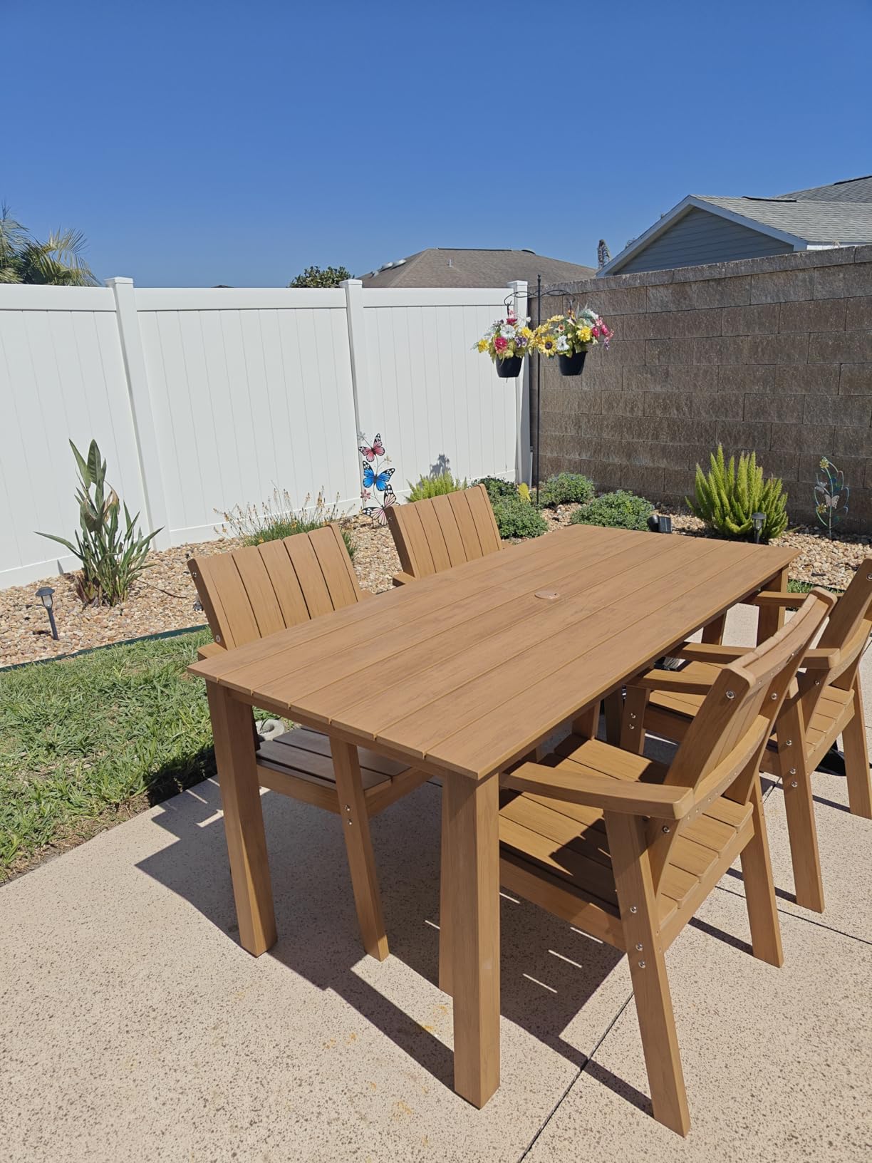 ZHUSI Patio Table and Chairs Set, Outdoor Table and Chairs, HDPE Outdoor Dining Set with Umbrella Hole for Backyard, Poolside customer photo 1