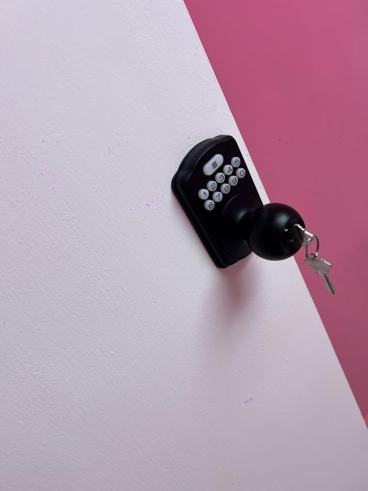 Veise Keypad Door Knob Lock, Keyless Entry Digital Lock with Handle, Electronic Smart Knob for Front Door & Bedroom, Easy Install, Auto Lock, Passage Mode, Anti-Peeping Password, Satin Nickel customer photo 1