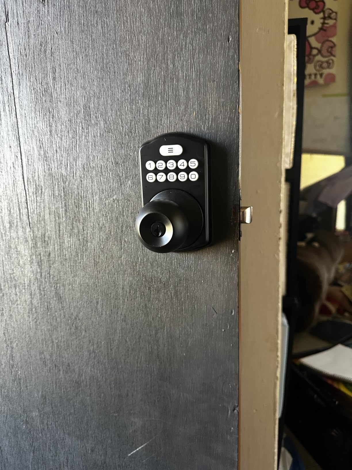 Veise Keypad Door Knob Lock, Keyless Entry Digital Lock with Handle, Electronic Smart Knob for Front Door & Bedroom, Easy Install, Auto Lock, Passage Mode, Anti-Peeping Password, Satin Nickel customer photo 2
