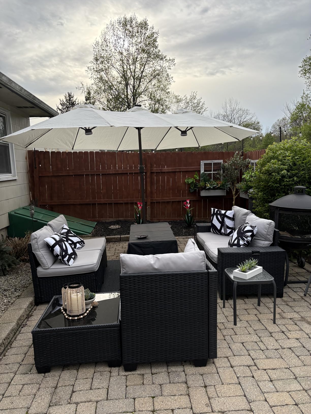Aoxun Outdoor Patio Furniture Set with 44'' Fire Pit Table, 7 Pcs Outdoor Sectional with 4in Thicken Cushion customer photo 1