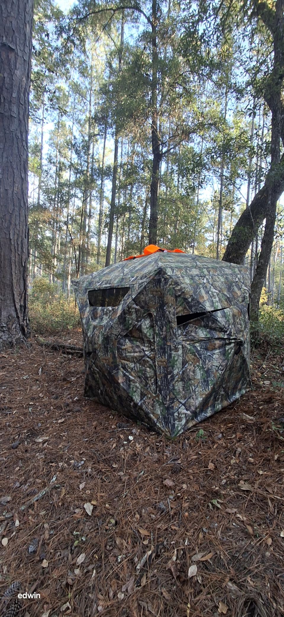 TIDEWE Hunting Blind 270° Full See Through with Windproof Curtain, Silent Magnetic Door & Sliding Windows, Pop Up Ground Blind with Carrying Bag, 300D Portable Tent customer photo 2