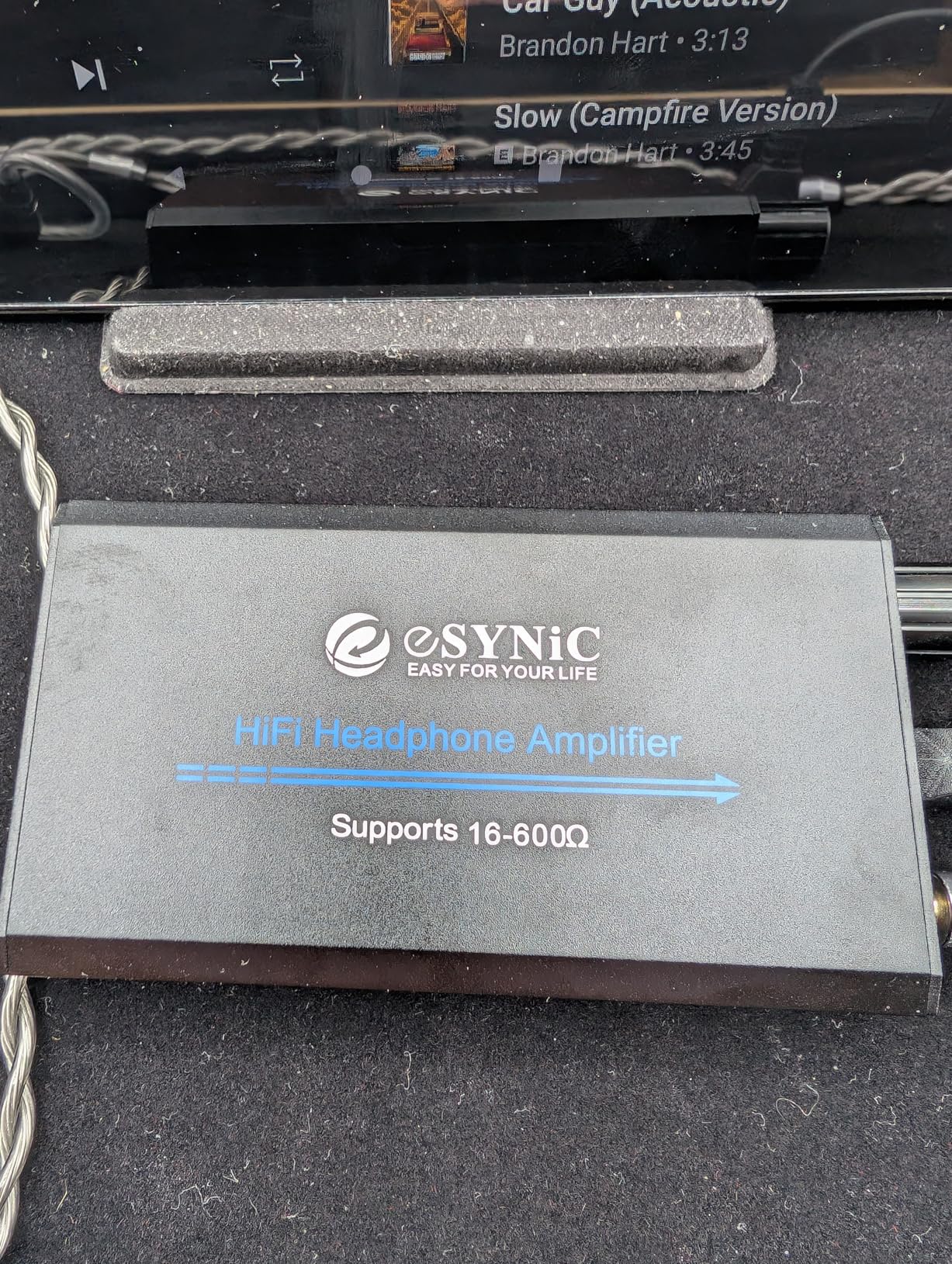 eSynic 16-600 Ohm Headphone Amplifier Portable - HiFi 3.5MM Audio Headphone Amp Rechargeable with 2-Stage Gain Switch - Aluminum Alloy Case and 12H Playtime for MP3/Phone/PC/Laptop/Car (3.5mm AUX) customer photo 2