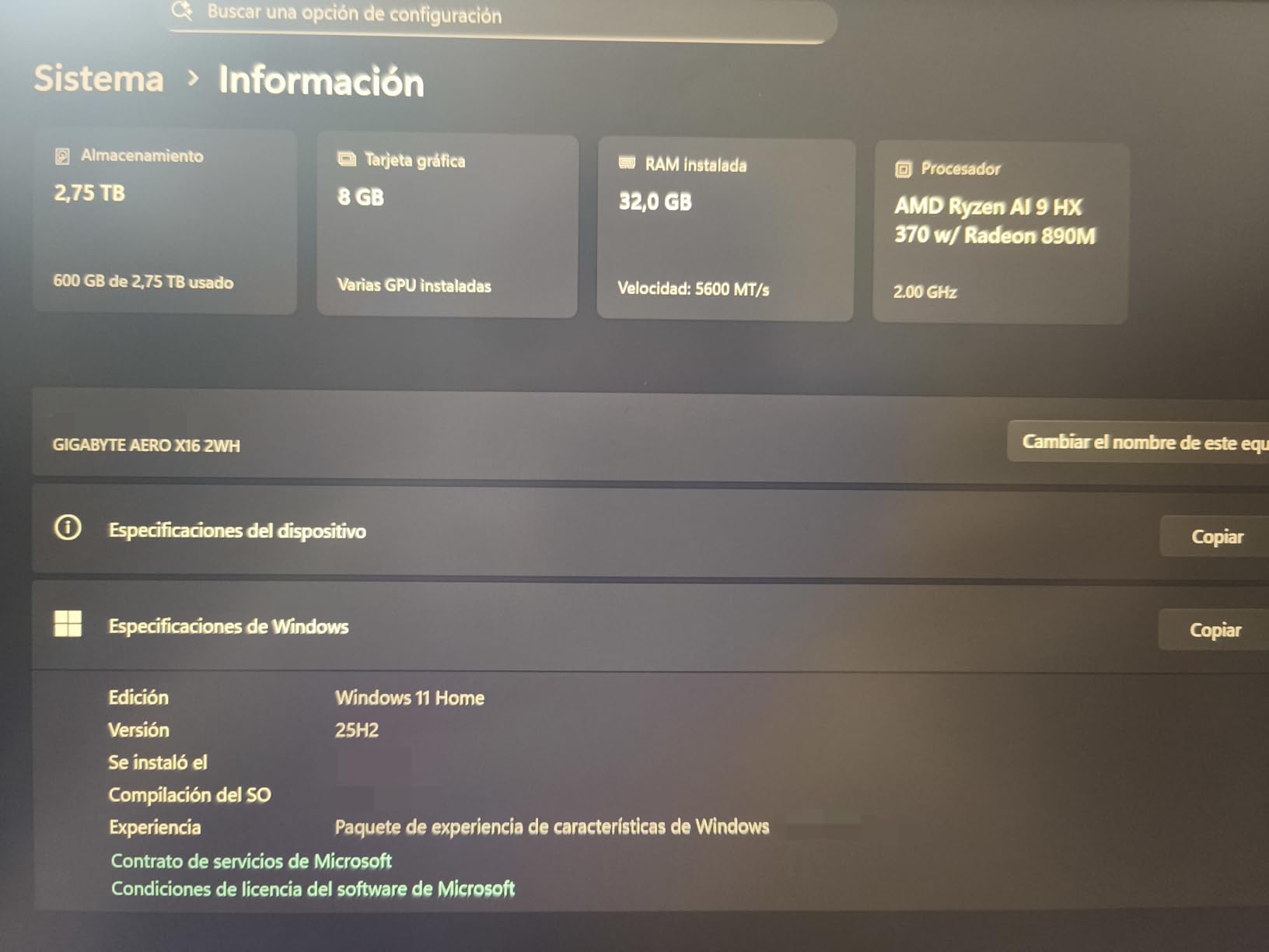 GIGABYTE AERO X16, Copilot+ PC - 165Hz 2560x1600 WQXGA - NVIDIA GeForce RTX 5070 - AMD Ryzen AI 9 HX 370-1TB SSD with 32GB DDR5 RAM - Windows 11 Home - Space Gray - 2WHA3USC64AH customer photo 2