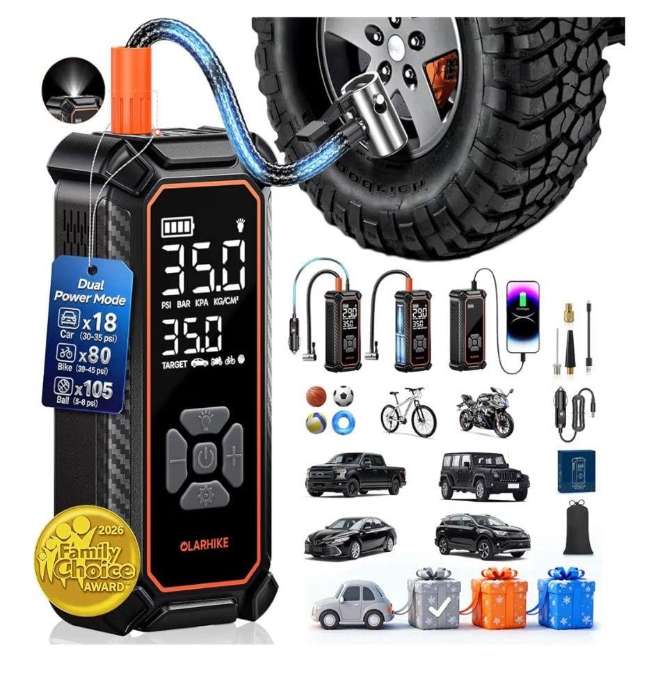 OlarHike Tire Inflator Portable Air Compressor, Lightning-Fast Inflation, Dual Power - 6000mAh & 12V DC, Cordless Air Pump customer photo 1